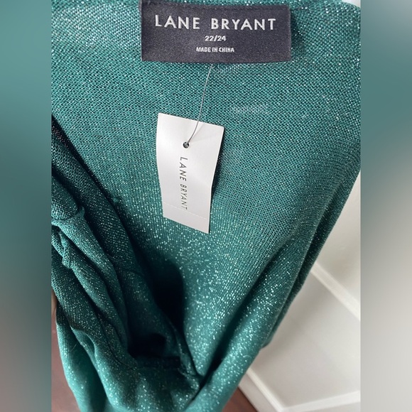 LANE BRYANT NWT Elegant Green SparkleWomen's Open Front Sweater - Picture 4 of 7